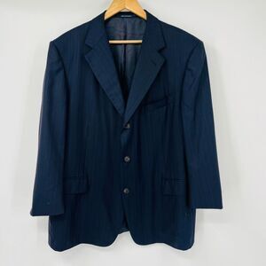 Ermenegildo Zegna Blazer Sport Coat Jacket Blue Pin Striped Wool Mens Size 48L